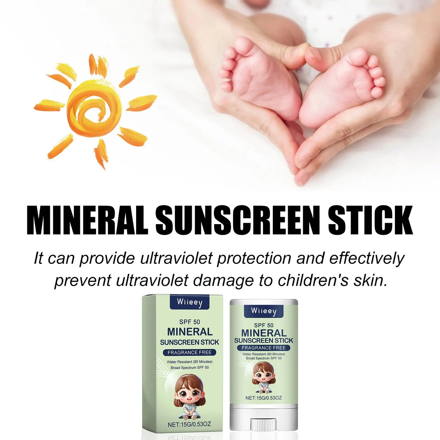 Protector Solar en Stick para Actividades al Aire Libre – SPF50+ PA++++ – Hidratante, Control de Aceite, Resistente al Agua y al Sudor – Apto para Niños y Adultos
