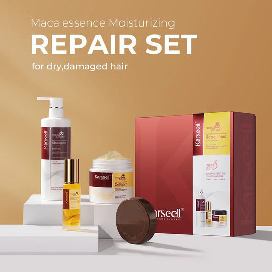 Set Capilar Karseell 3 en 1 – Mascarilla de Colágeno, Aceite de Argán y Champú Hidratante