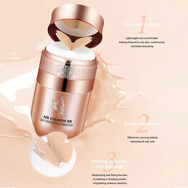 Base Air Cushion BB Cream con Polvo Mariposa – Resistente al Agua