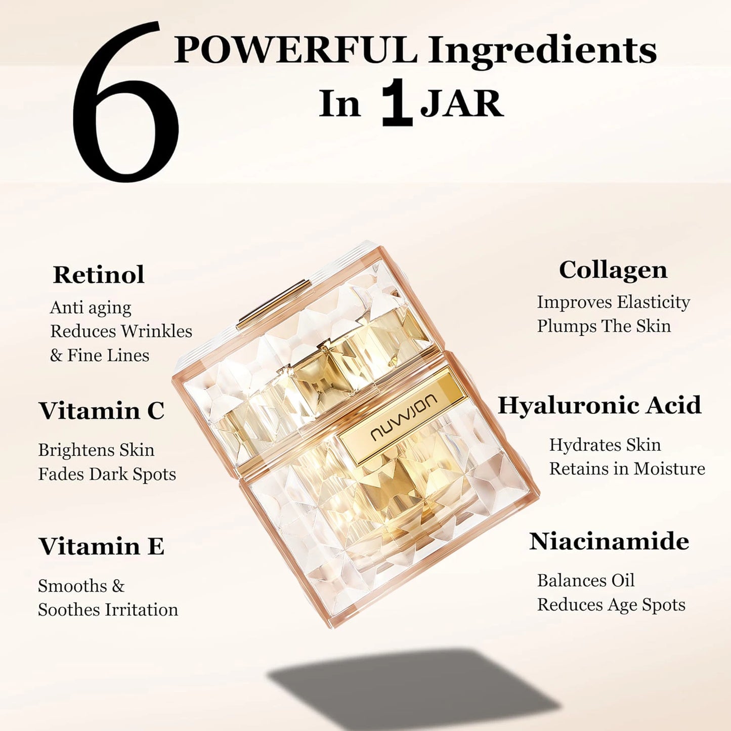 Crema Facial Anti-Edad y Hidratante NUWJON  6IN 1 CREMA GLOW
